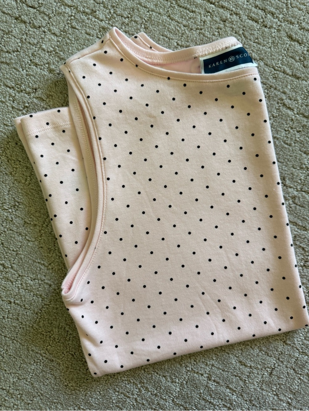 Karen Scott Light Pink Polka Dot Tank Top Size Large Feminine Girly Barbiecore